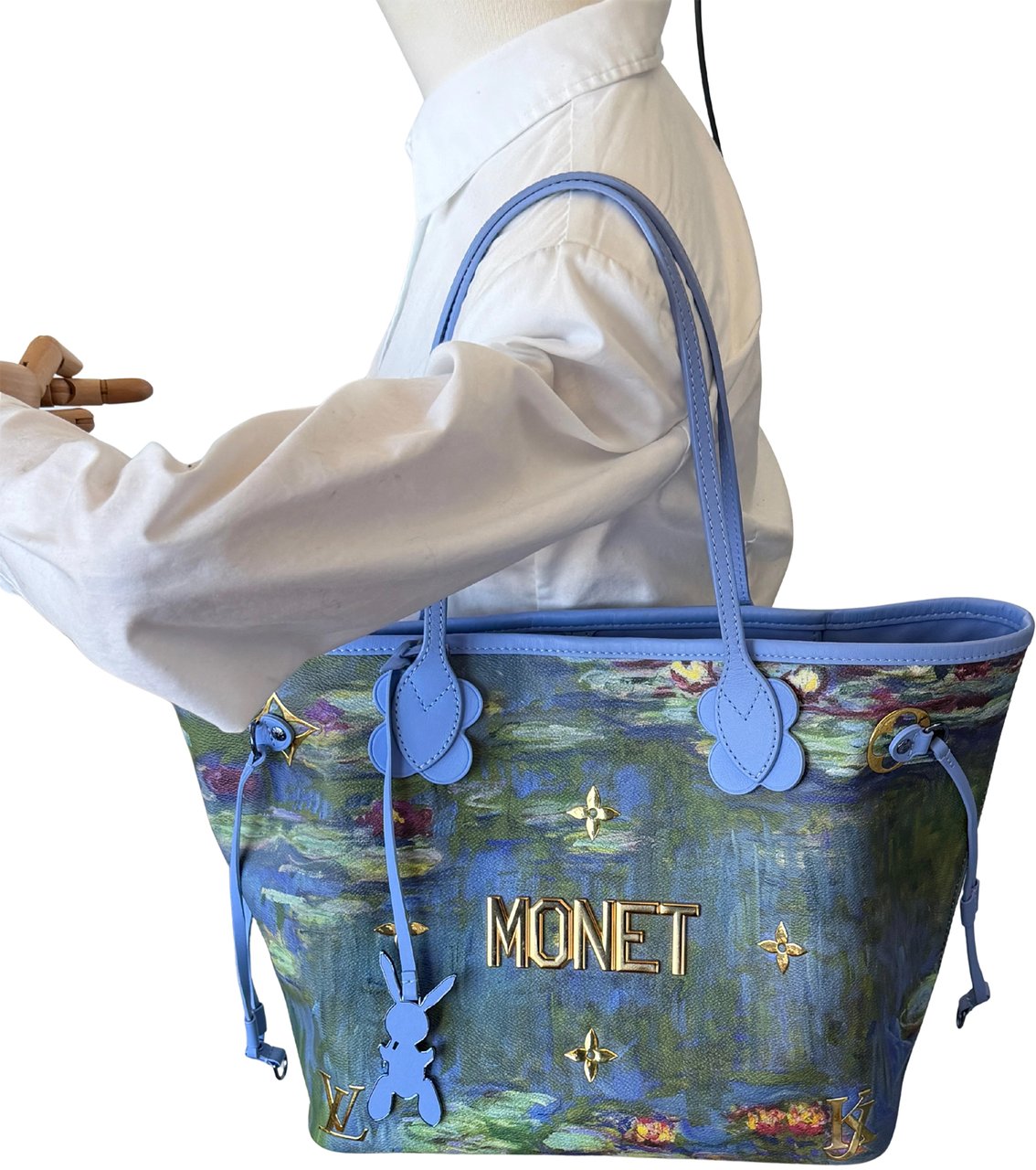 Louis Vuitton Louis Vuitton x Jeff Koons Neverfull MM Masters Monet Full Set / Mint Condition Blauw