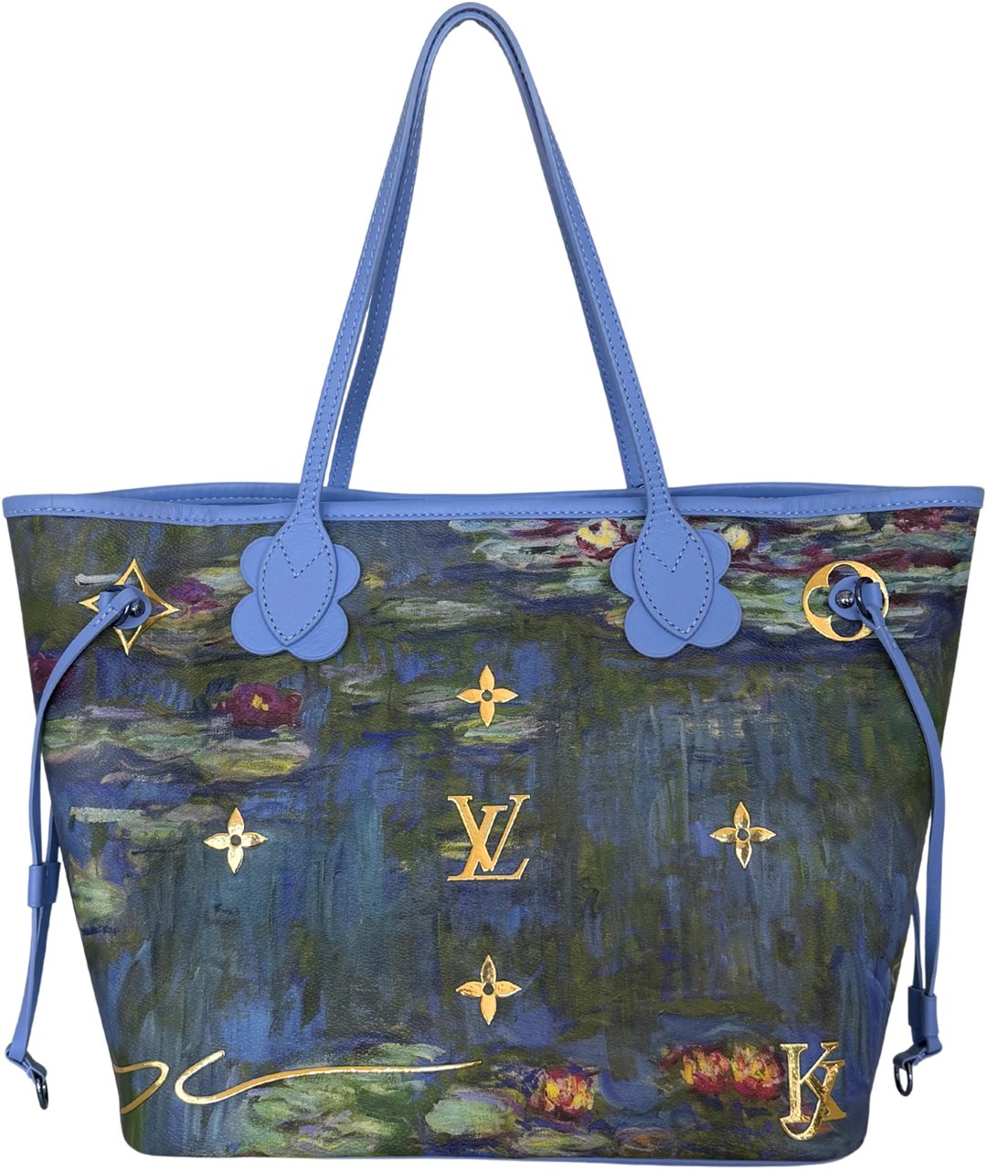 Louis Vuitton Louis Vuitton x Jeff Koons Neverfull MM Masters Monet Full Set / Mint Condition Blauw