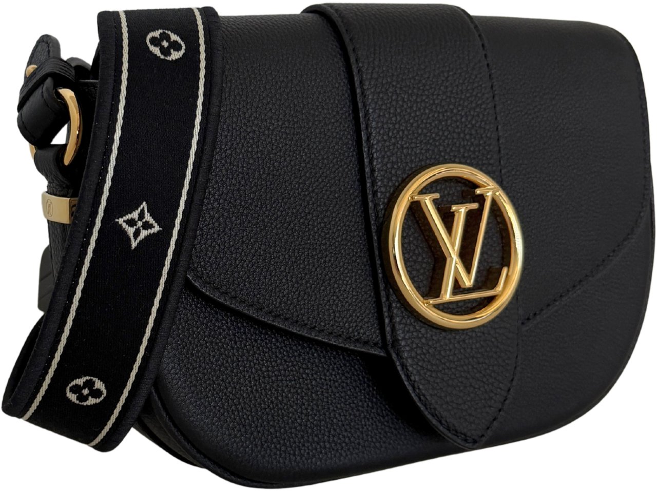 Louis Vuitton Pont 9 Soft MM Leather Black M58967 Full Set Zwart