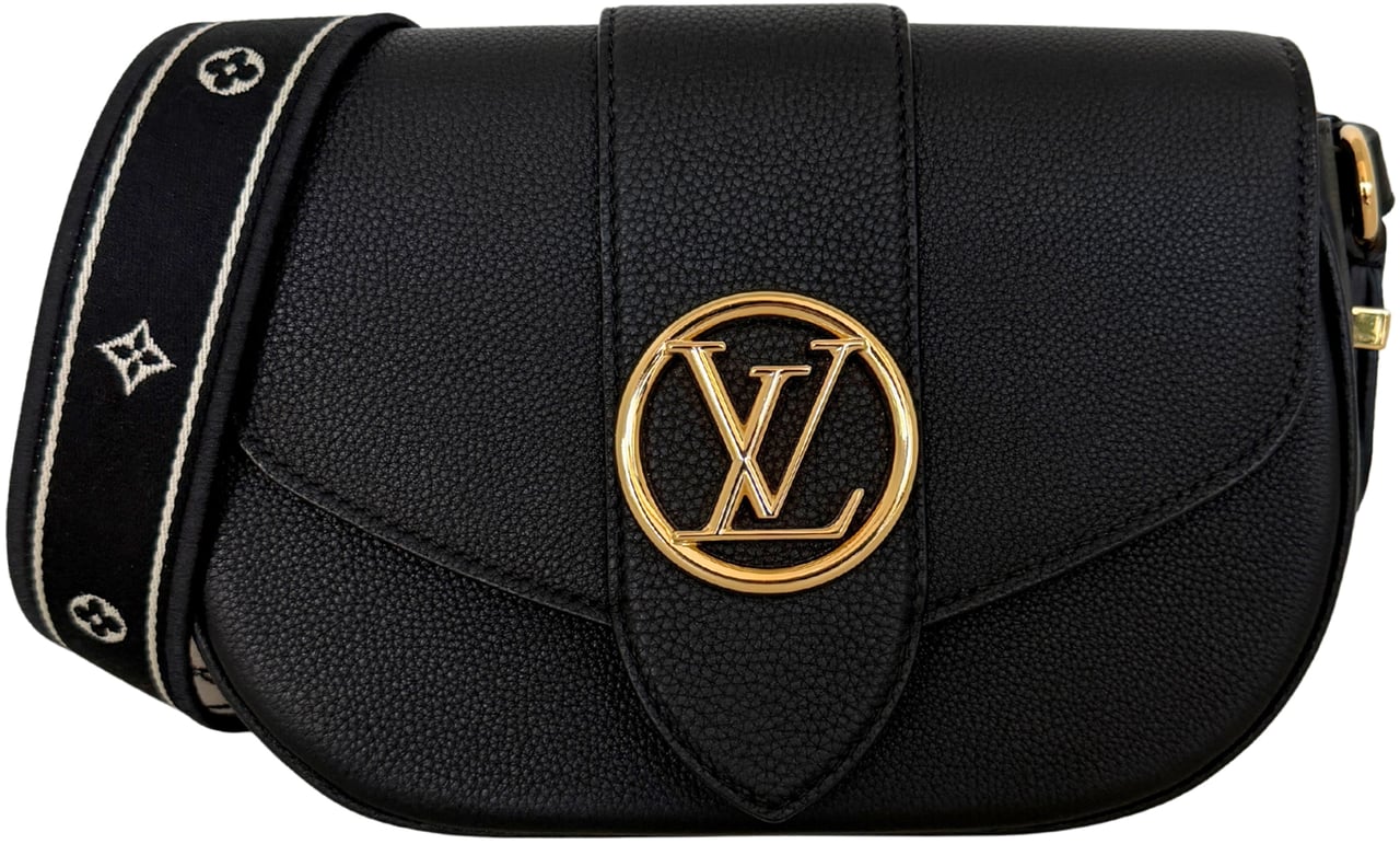 Louis Vuitton Pont 9 Soft MM Leather Black M58967 Full Set Zwart