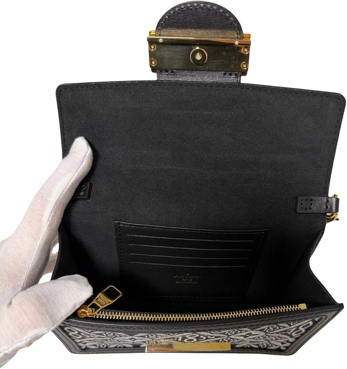 Louis Vuitton Jacquard Since 1854 Dauphine Chain Wallet Grijs