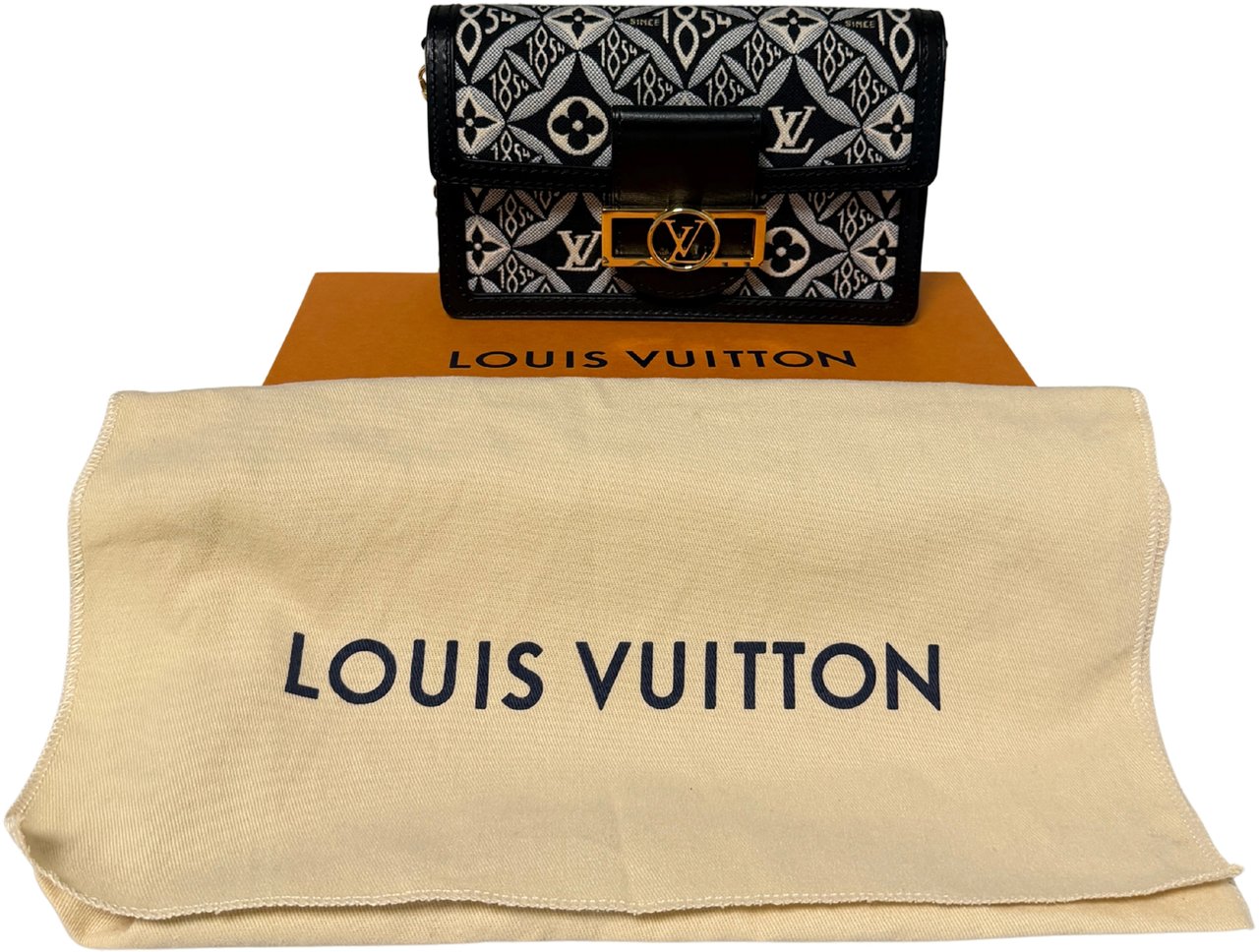 Louis Vuitton Jacquard Since 1854 Dauphine Chain Wallet Grijs