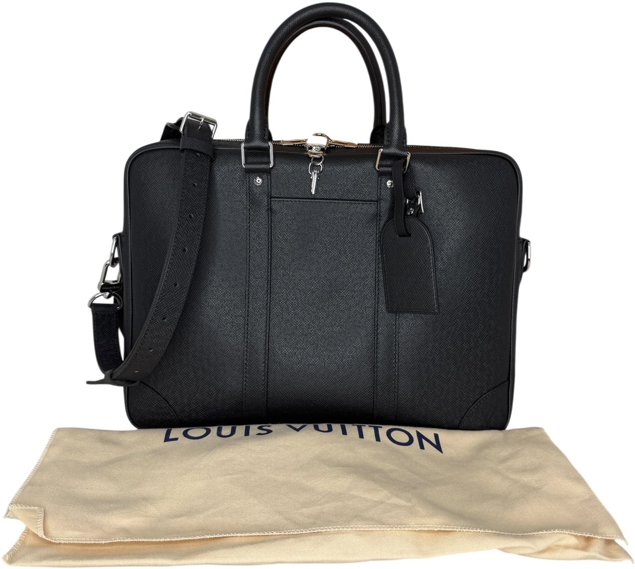 Louis Vuitton Porte-Documents Voyage PM Taiga Leder Fullset / neuwertig Zwart