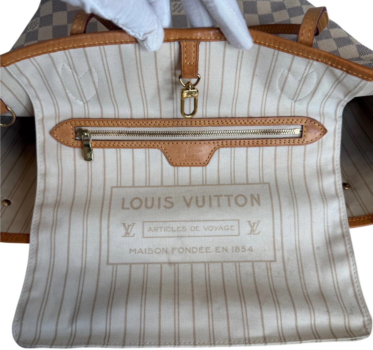 Louis Vuitton Neverfull MM Damier Azur Canvas Beige Fullset / gut Beige