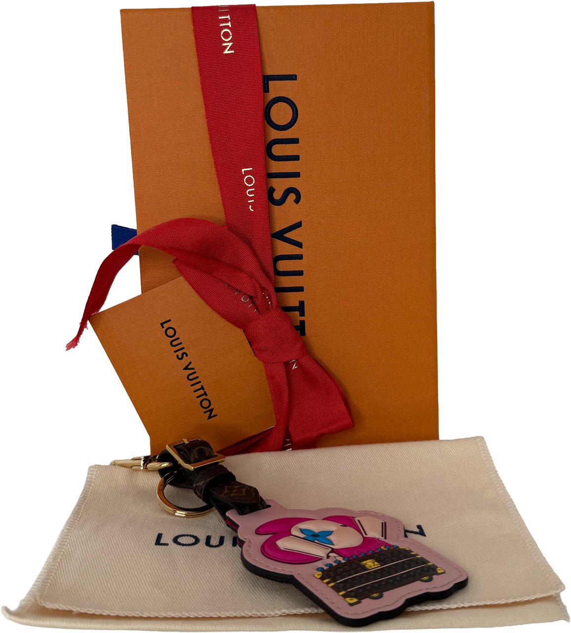 Louis Vuitton Porto Clé Tag Vivienne M69859 Monogram Bag Charm Fullset Bruin