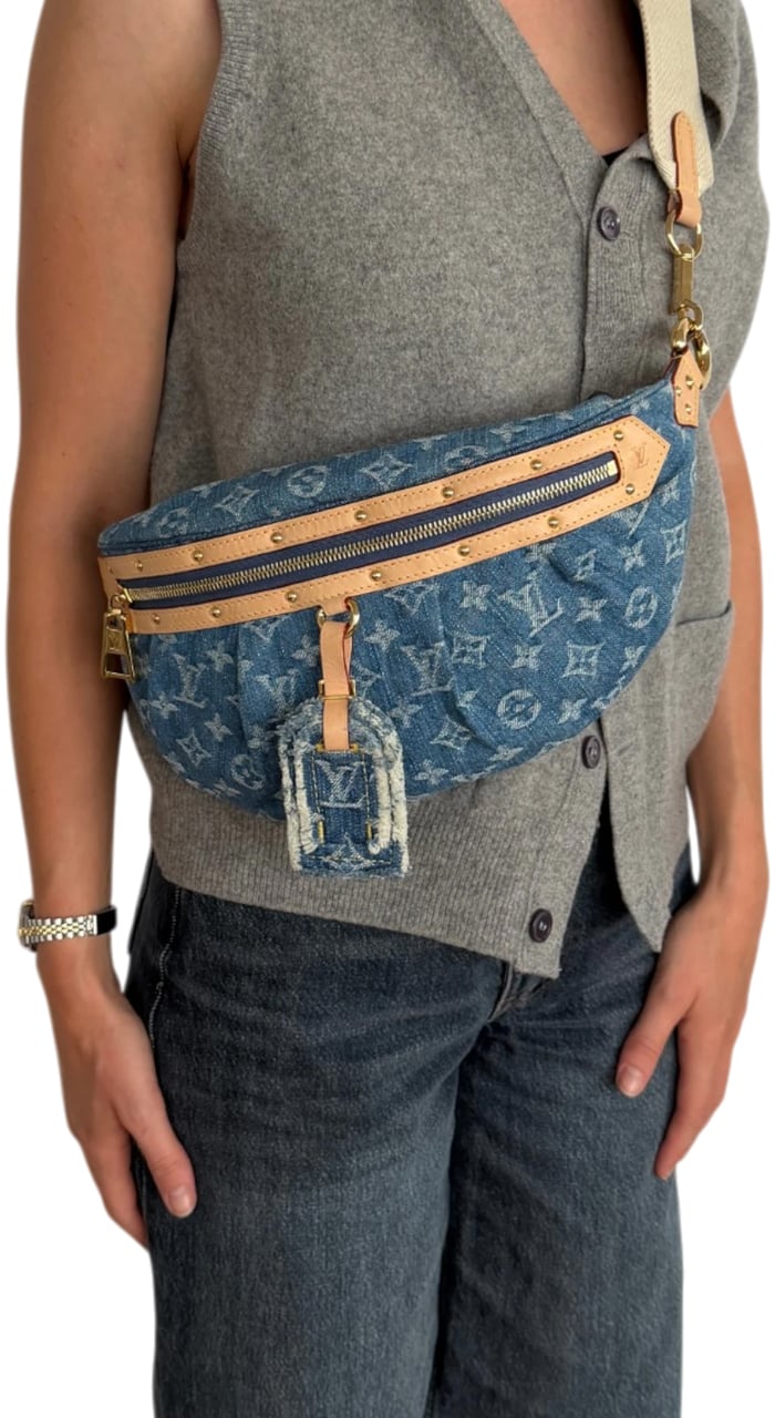 Louis Vuitton High Rise Monogram Denim M46837 Blau Fullset Blauw