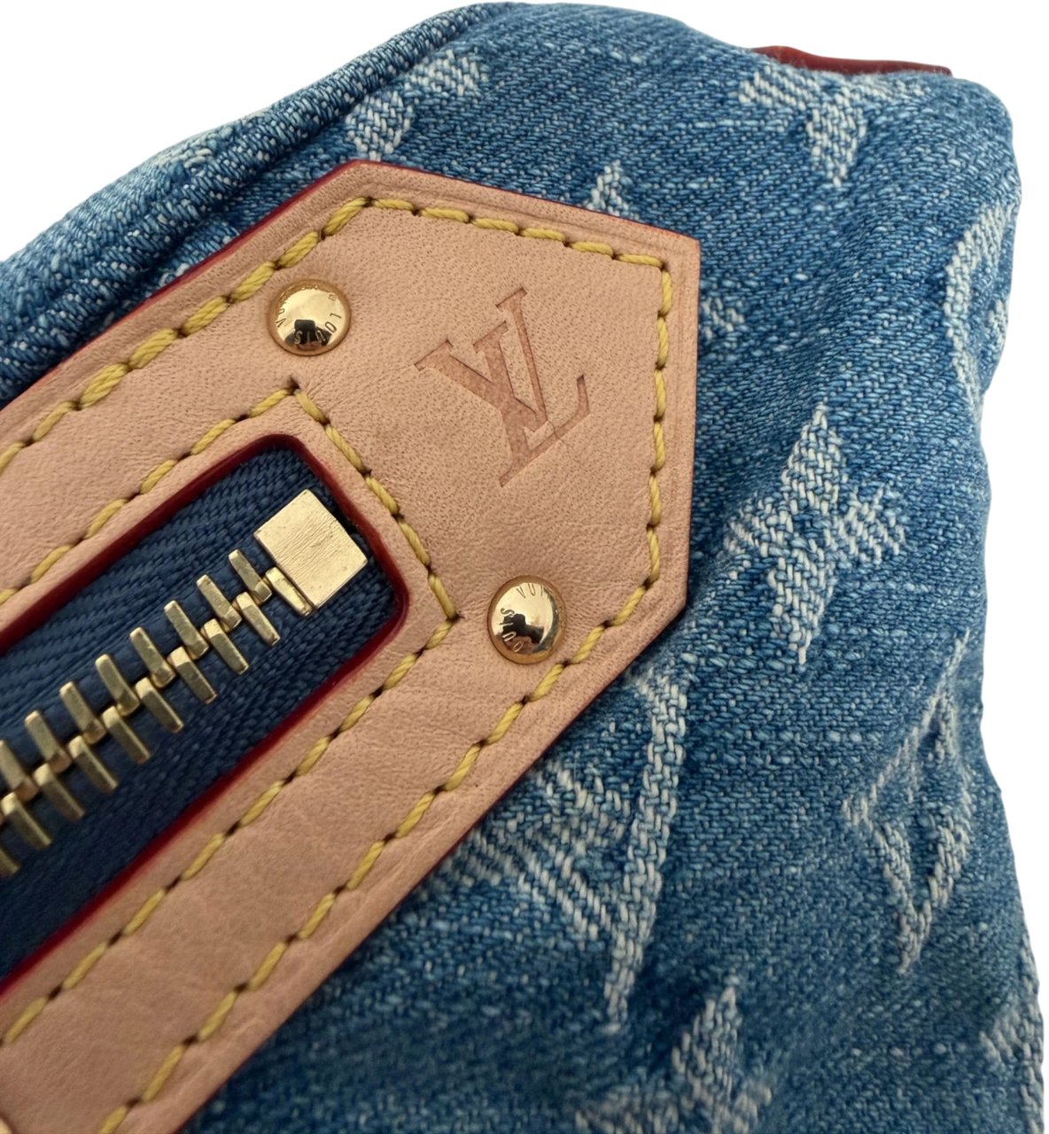 Louis Vuitton High Rise Monogram Denim M46837 Blau Fullset Blauw