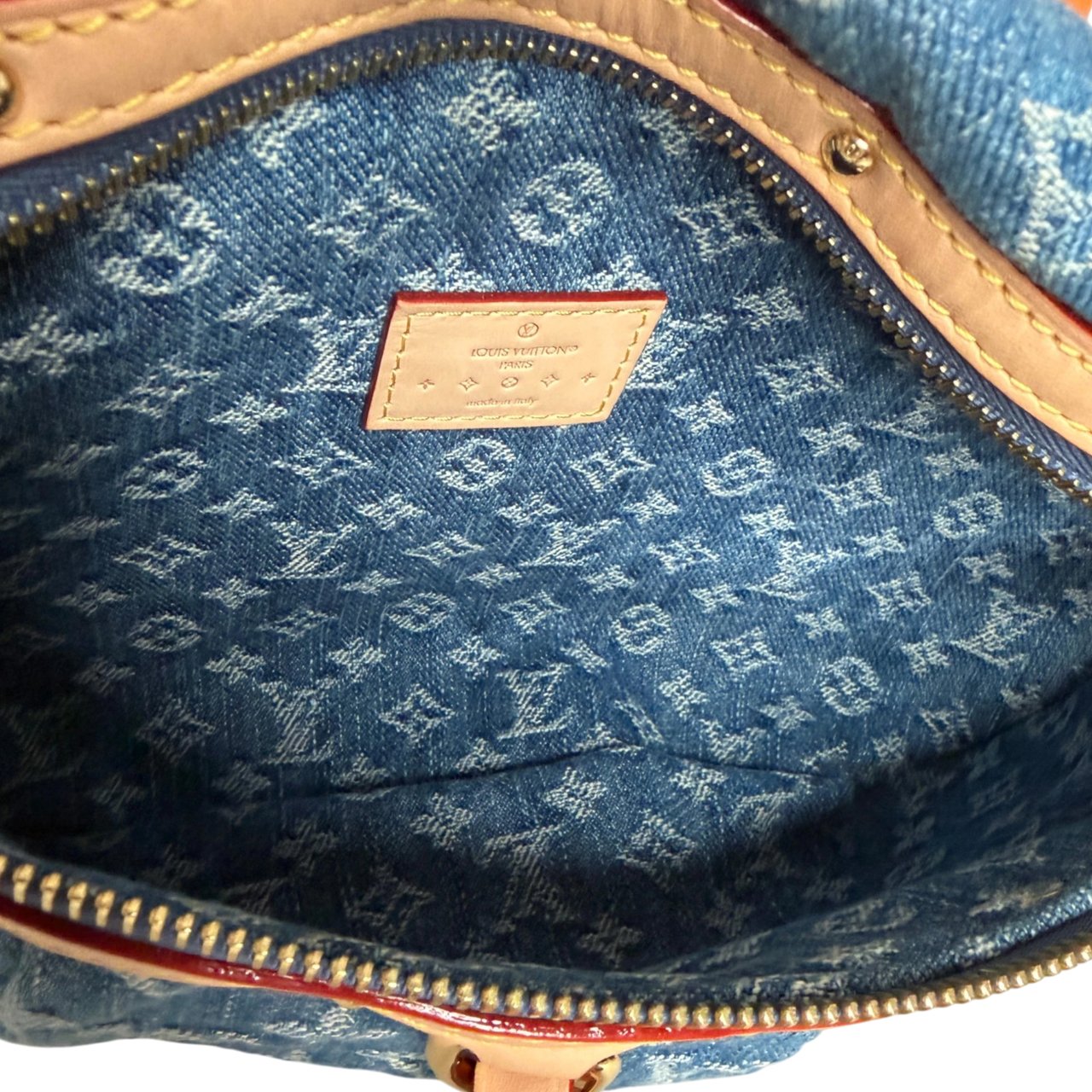 Louis Vuitton High Rise Monogram Denim M46837 Blau Fullset Blauw