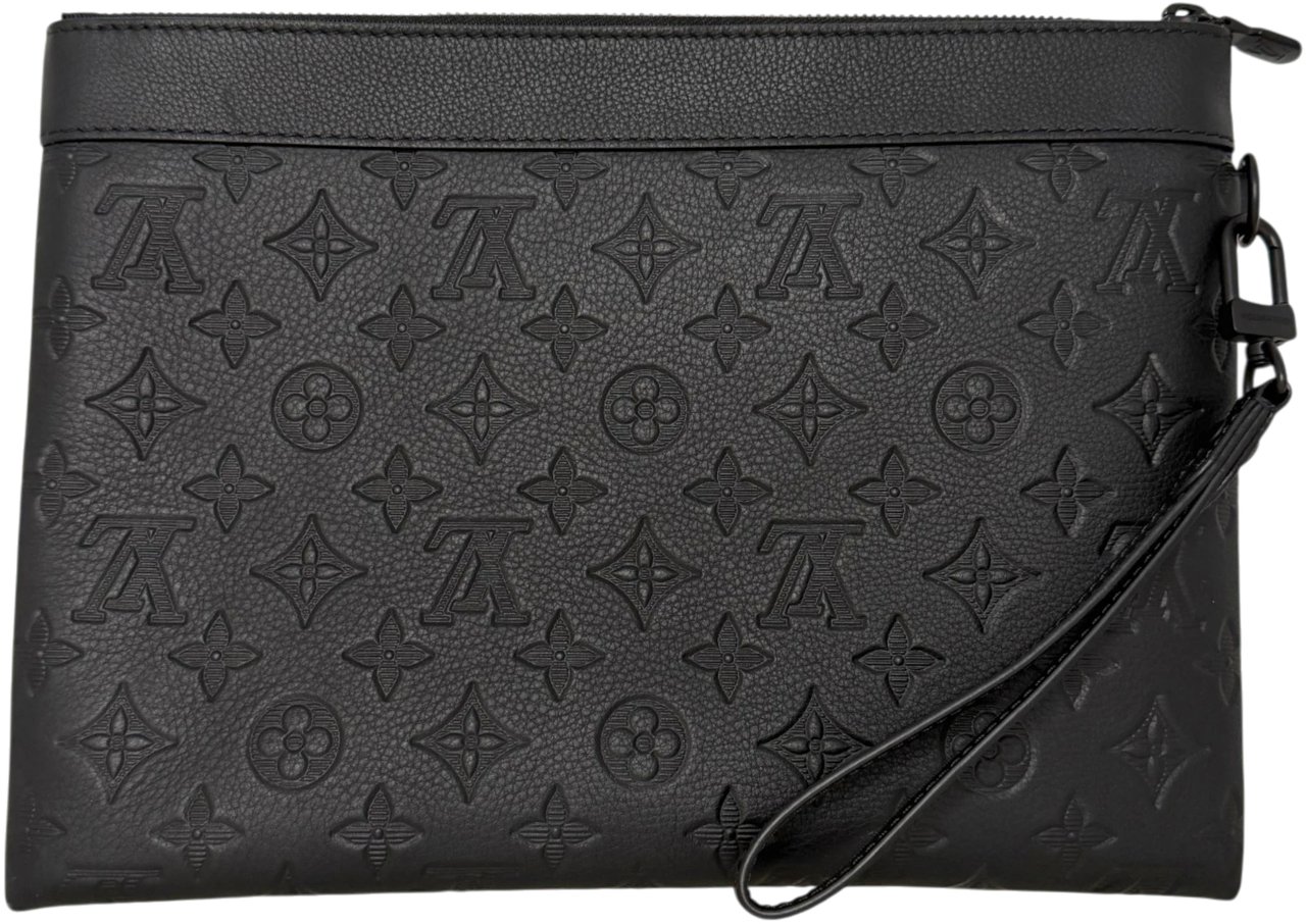 Louis Vuitton Pochette To-Go Monogram Shadow Leder Zwart
