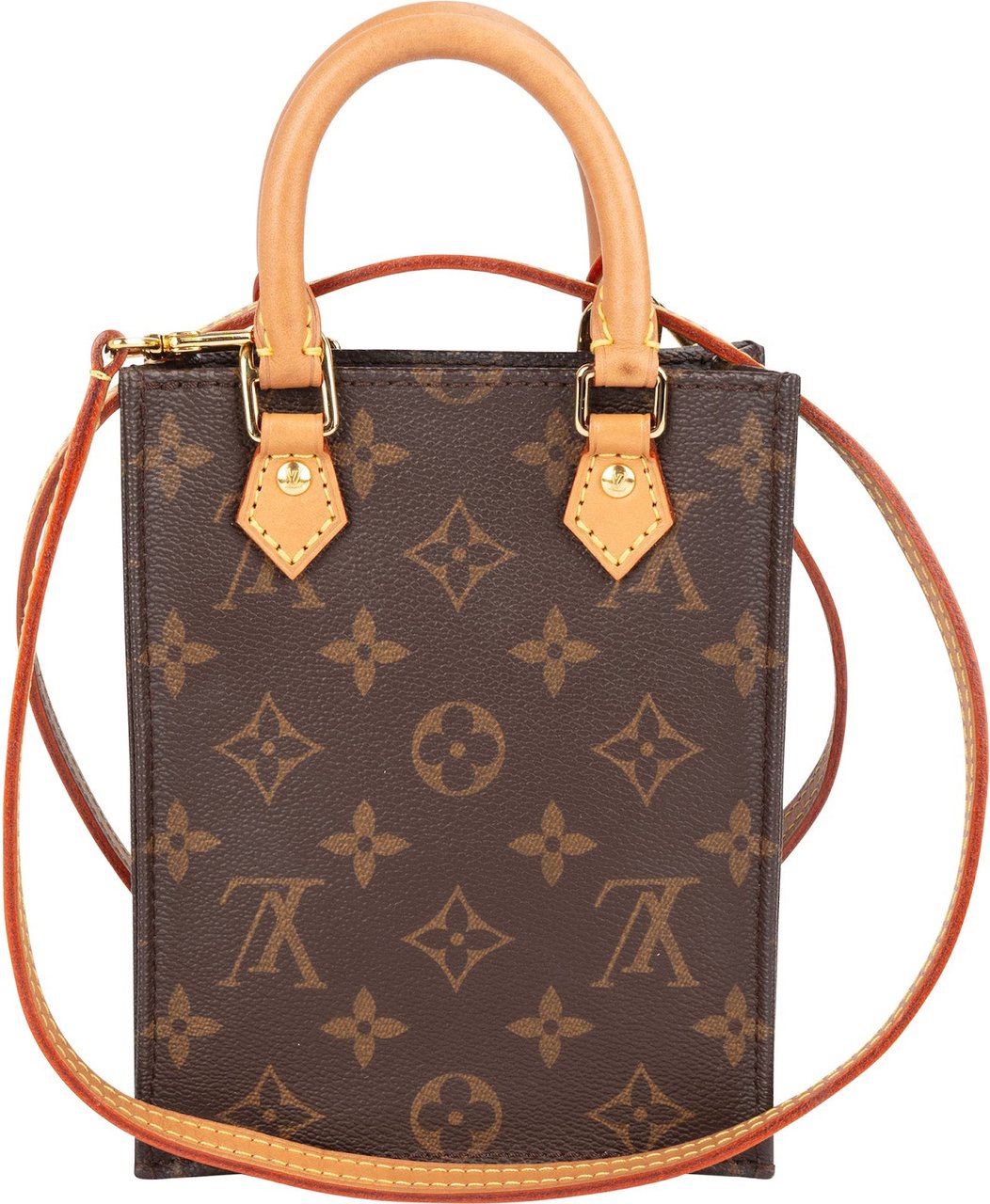 Louis Vuitton Monogram Canvas Petit Sac Plat Handbag Bruin