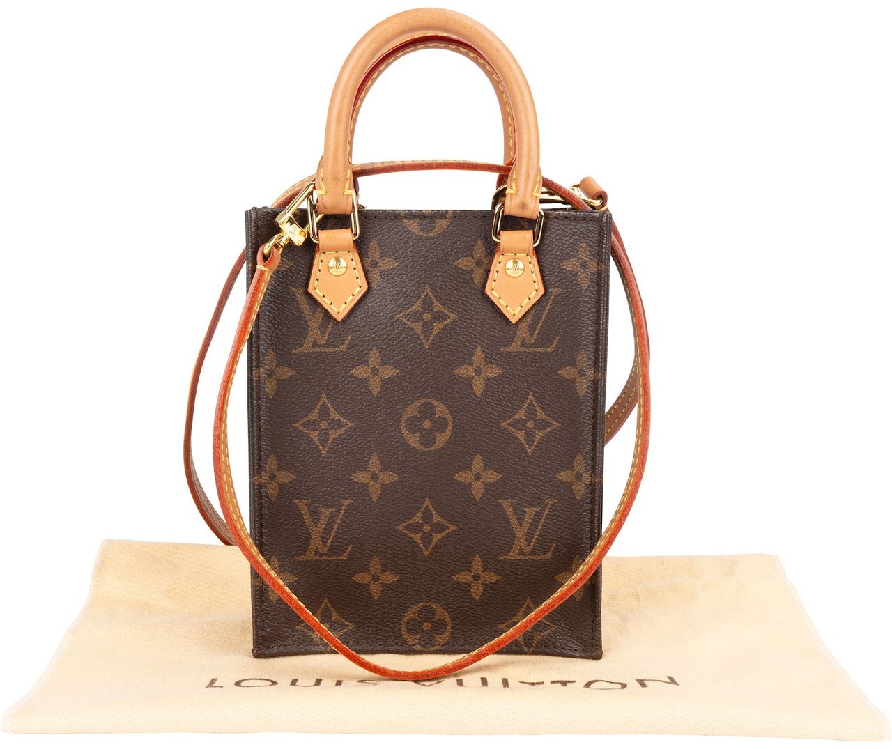 Louis Vuitton Monogram Canvas Petit Sac Plat Handbag Bruin