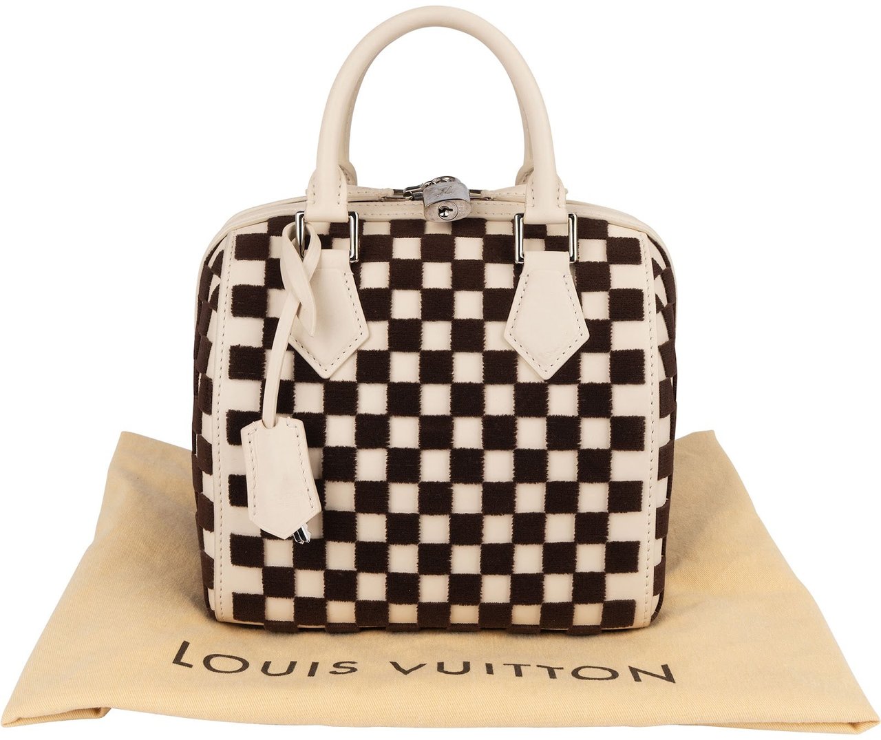 Louis Vuitton Louis Vuitton Monogram Damier Velours Speedy Cube PM Handbag Wit