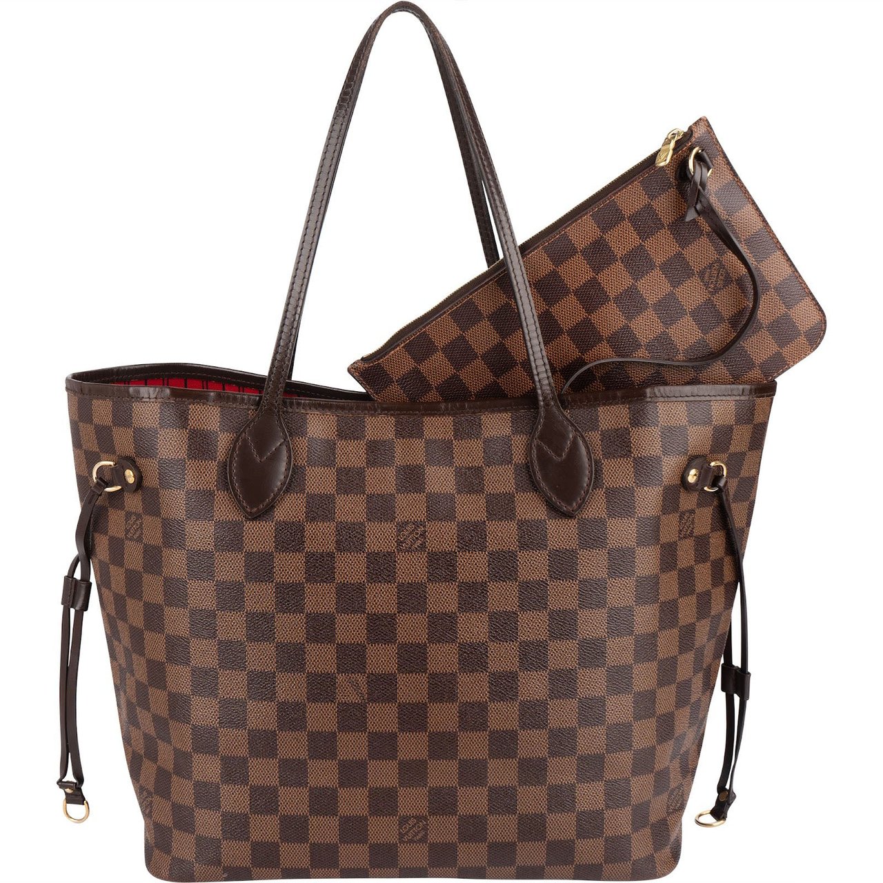 Louis Vuitton Monogram Damier Ebene Canvas Neverfull MM Shoulder Bag Bruin