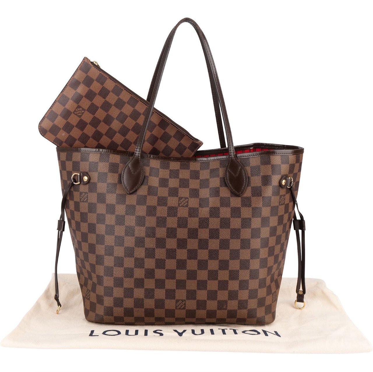 Louis Vuitton Monogram Damier Ebene Canvas Neverfull MM Shoulder Bag Bruin