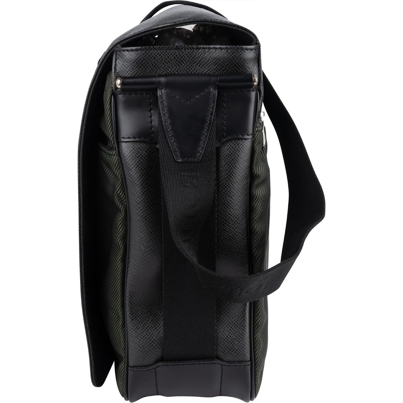 Louis Vuitton Taiga Leather and Nylon Victor Messenger Crossbody Bag Zwart