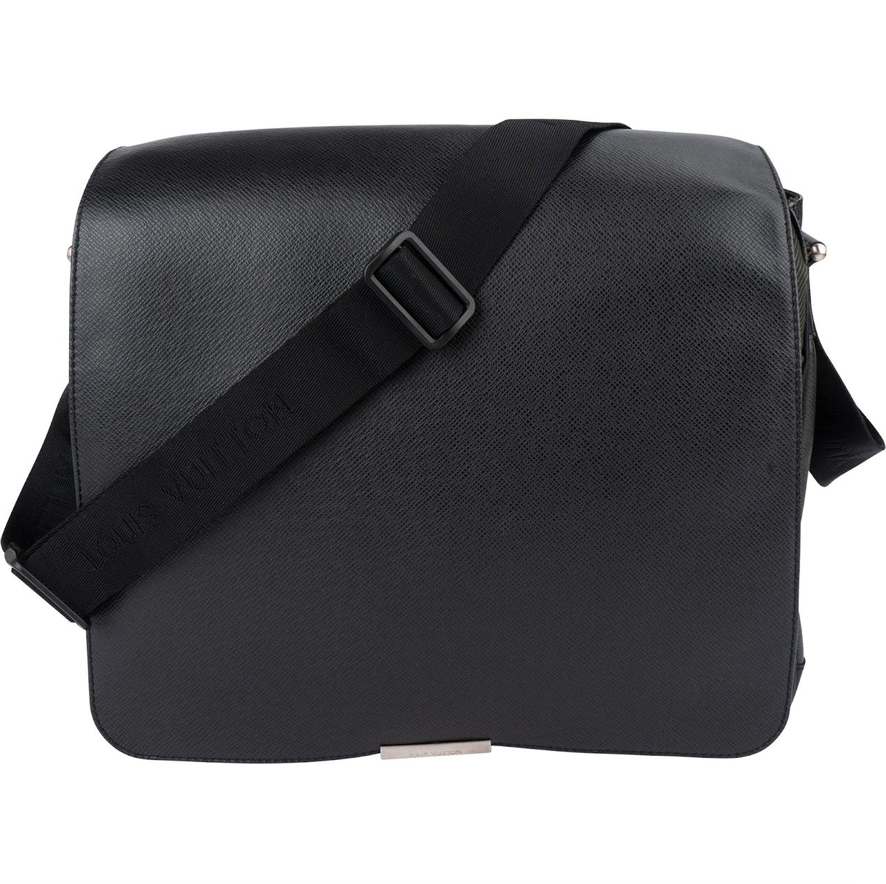 Louis Vuitton Taiga Leather and Nylon Victor Messenger Crossbody Bag Zwart