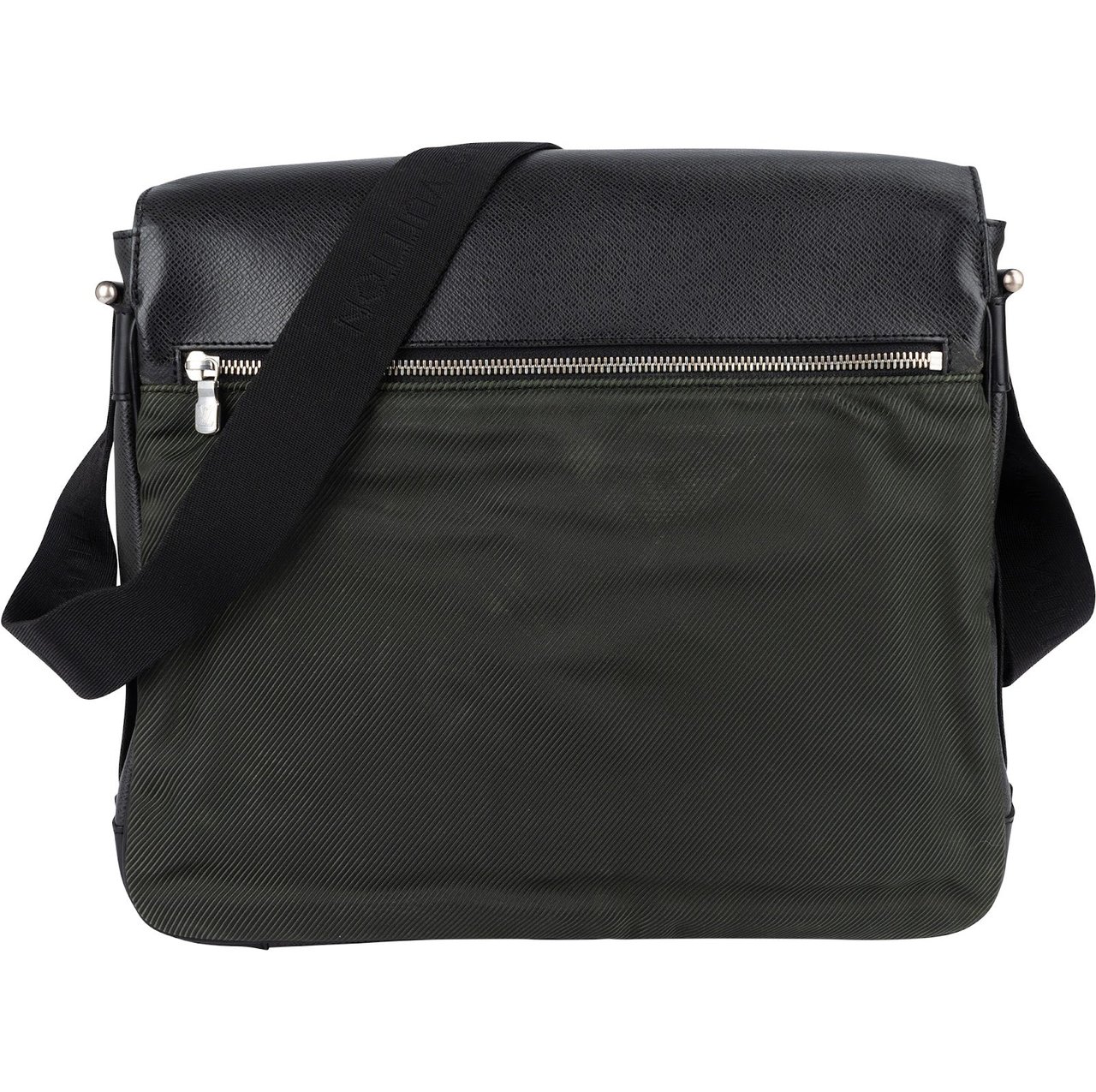 Louis Vuitton Taiga Leather and Nylon Victor Messenger Crossbody Bag Zwart