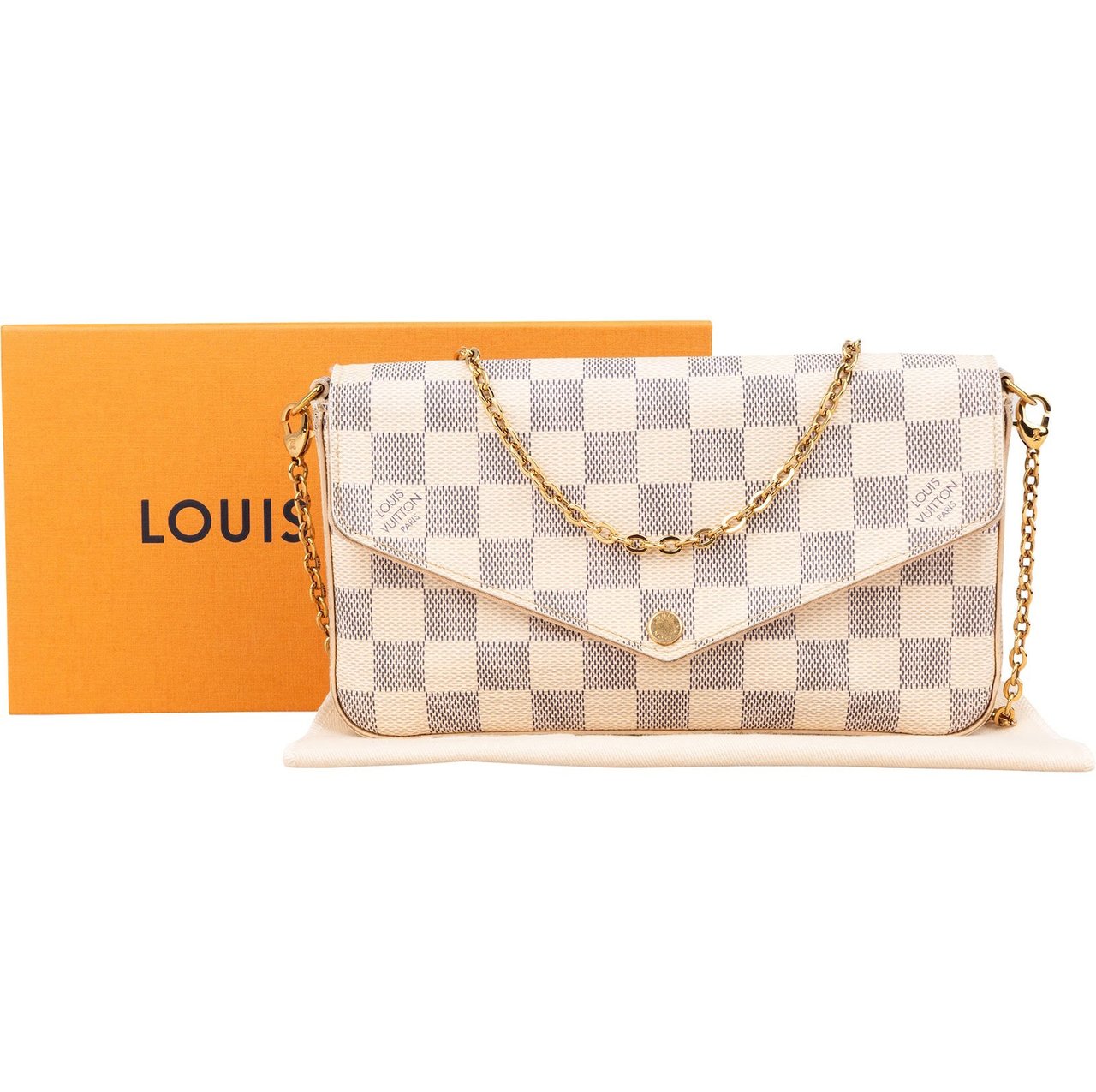 Louis Vuitton Louis Vuitton Monogram Damier Azur Canvas Pochette Félicie Crossbody Bag Wit