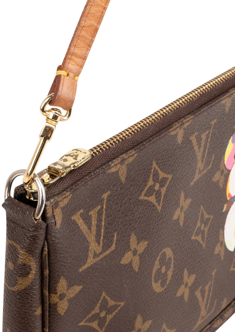 Louis Vuitton Monogram Canvas Limited Edition Takashi Murakami Panda Pochette Accessoires Handbag Bruin