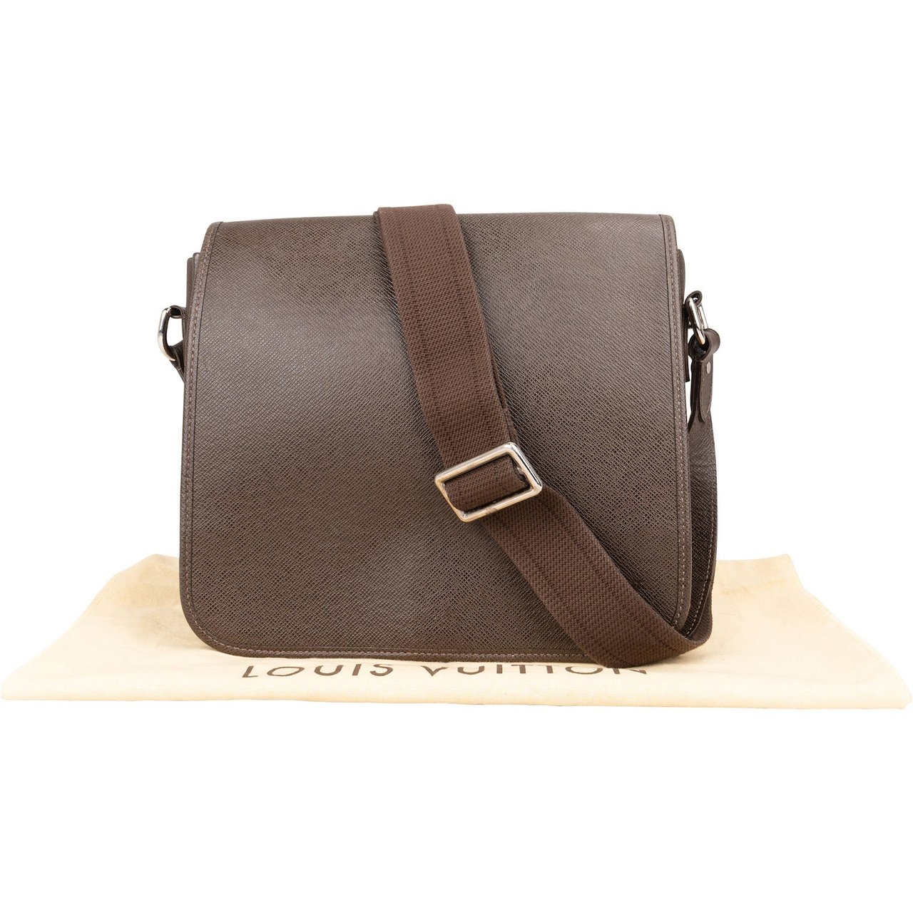 Louis Vuitton Louis Vuitton Taiga Leather Roman MM Messenger Crossbody Bag Bruin