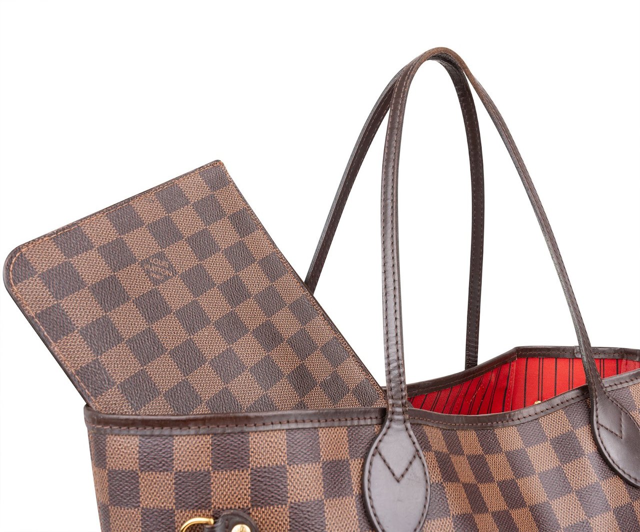 Louis Vuitton Monogram Damier Ebene Neverfull MM Shoulder Bag Bruin