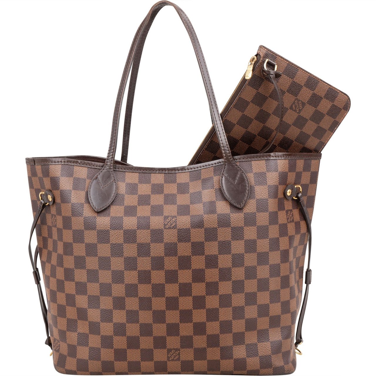 Louis Vuitton Monogram Damier Ebene Neverfull MM Shoulder Bag Bruin