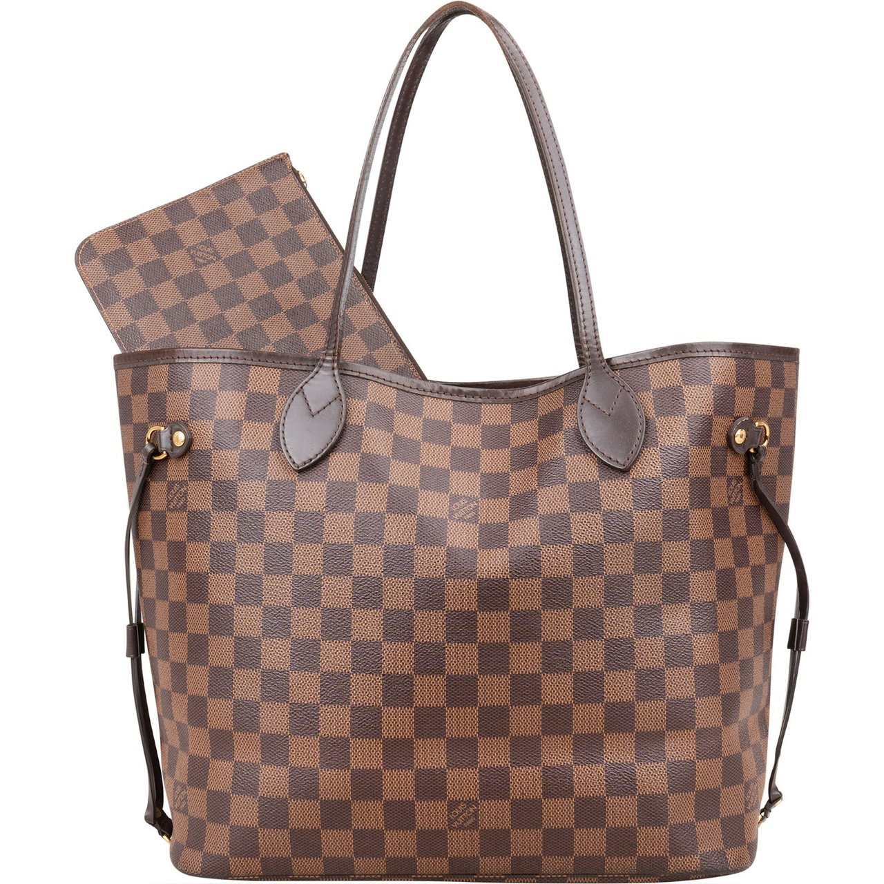 Louis Vuitton Monogram Damier Ebene Neverfull MM Shoulder Bag Bruin