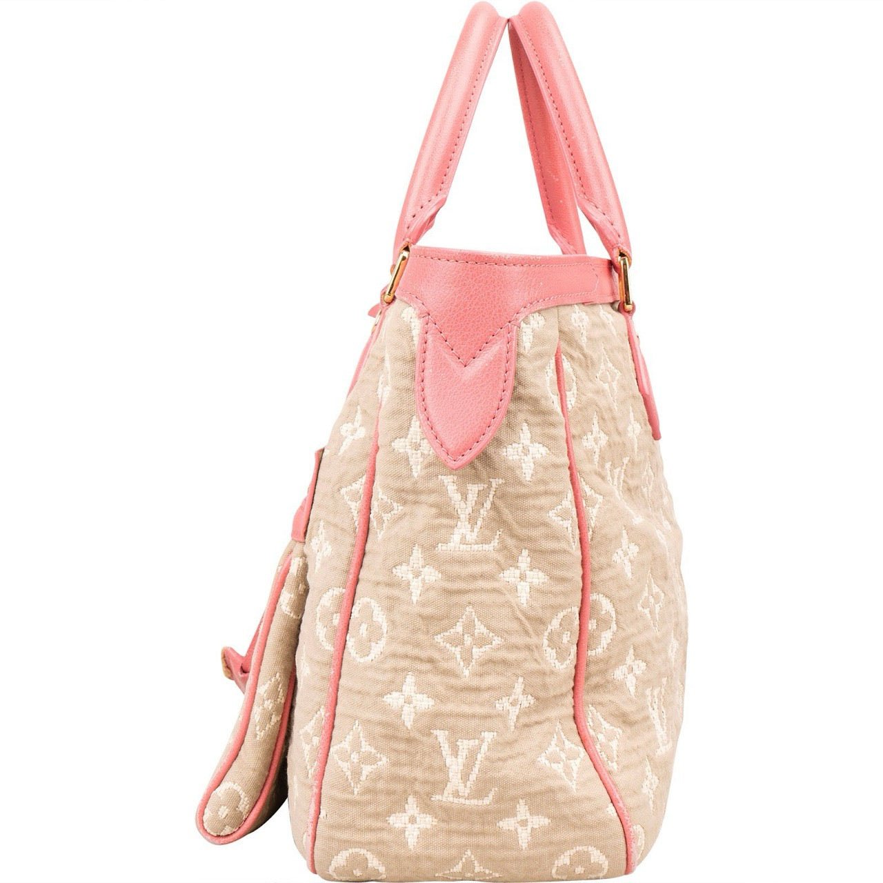 Louis Vuitton Denim Monogram Cabas Sabbia MM Handbag Beige