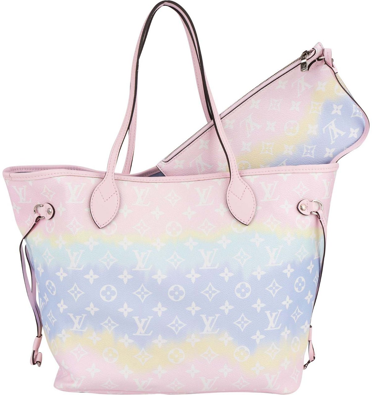 Louis Vuitton Monogram Giant Escale Rainbow Neverfull MM Shoulder Bag Roze