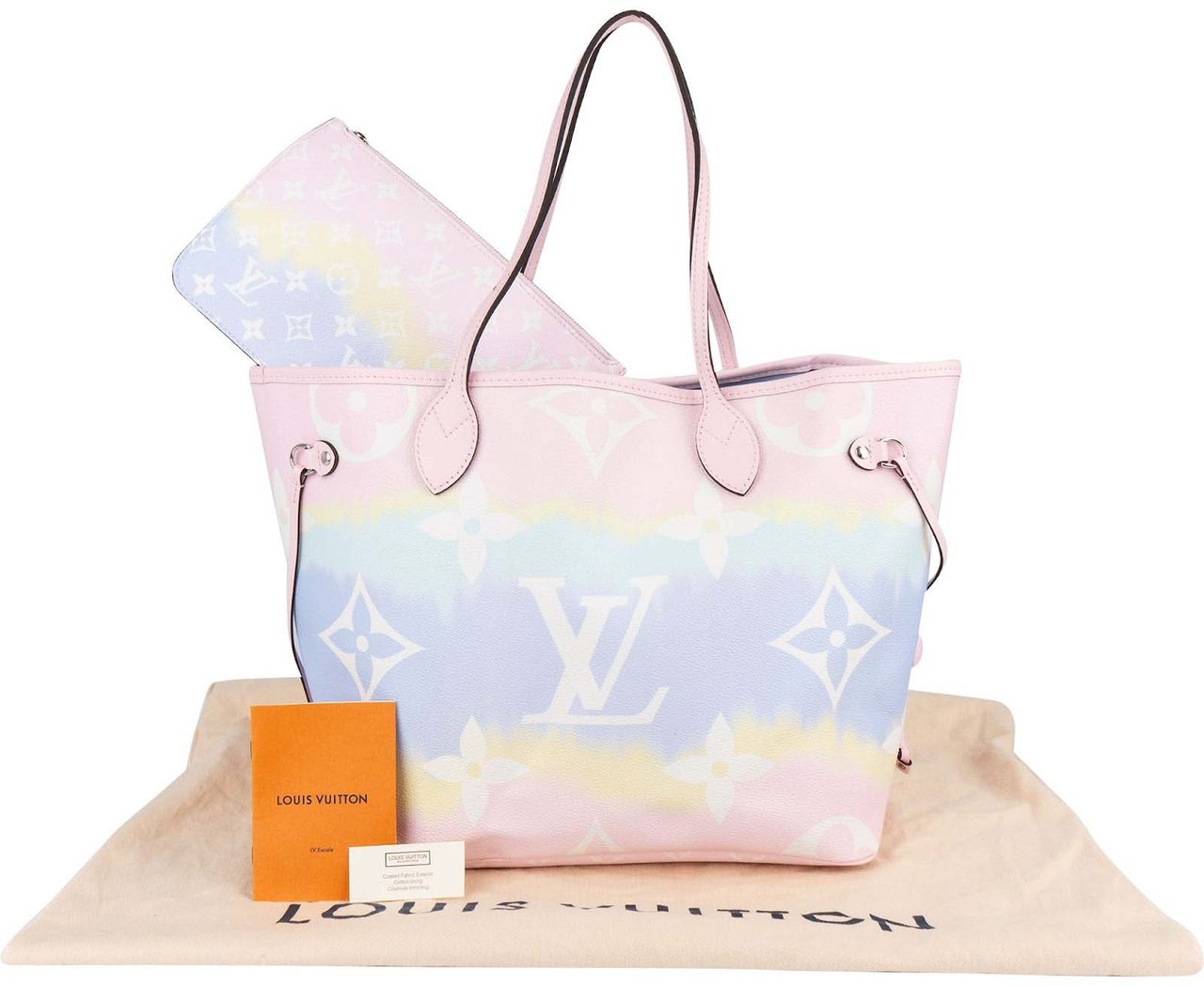 Louis Vuitton Monogram Giant Escale Rainbow Neverfull MM Shoulder Bag Roze