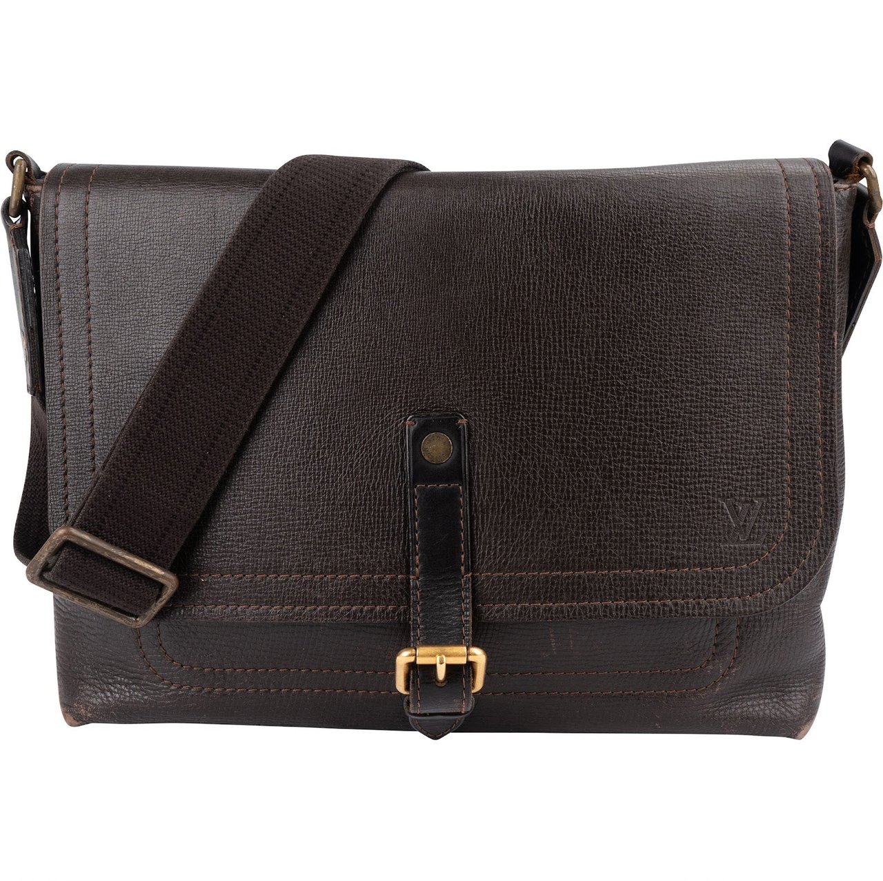 Louis Vuitton Louis Vuitton Leather Utah Leather Omaha Messenger Crossbody Bag Bruin