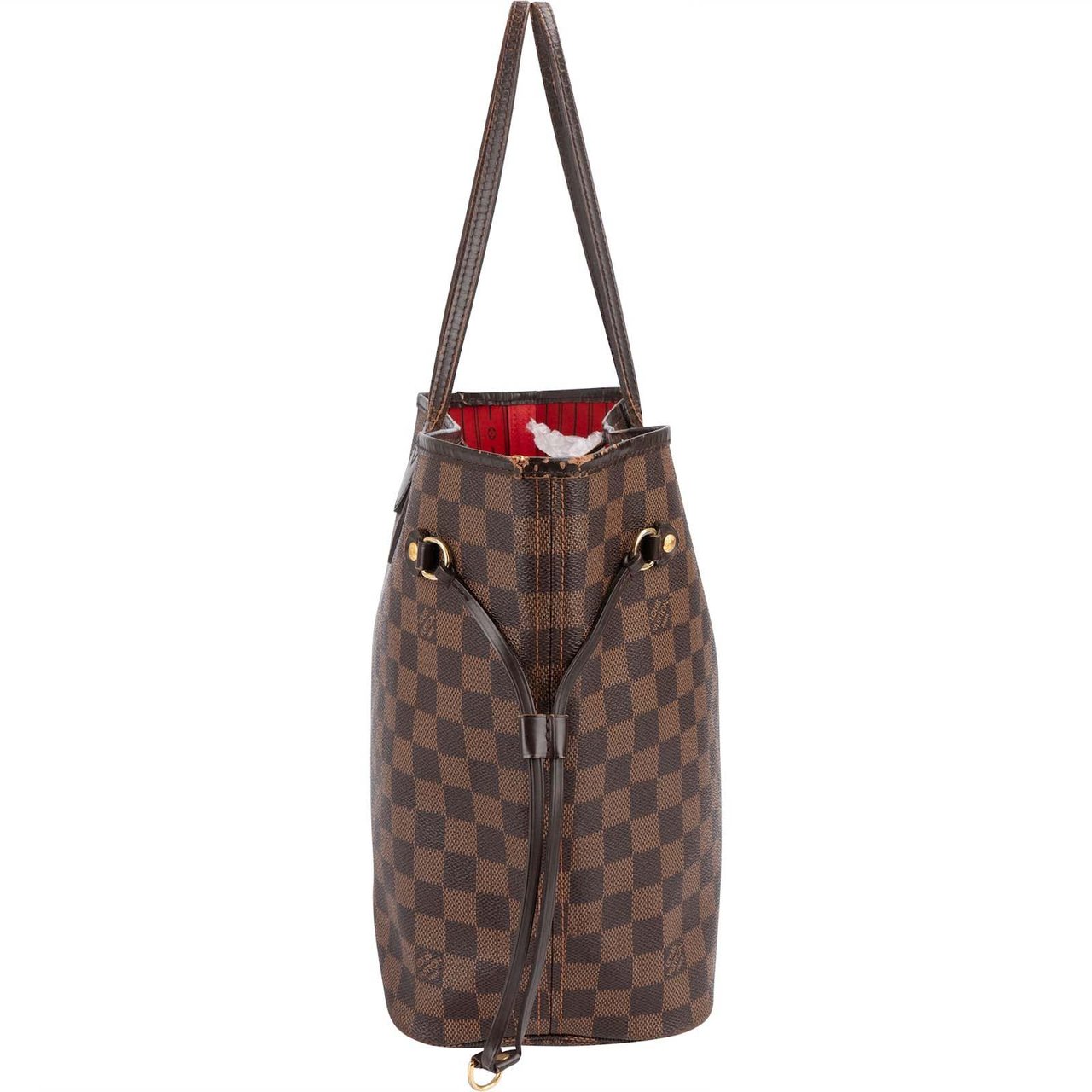 Louis Vuitton Monogram Damier Ebene Neverfull MM Shoulder Bag Bruin
