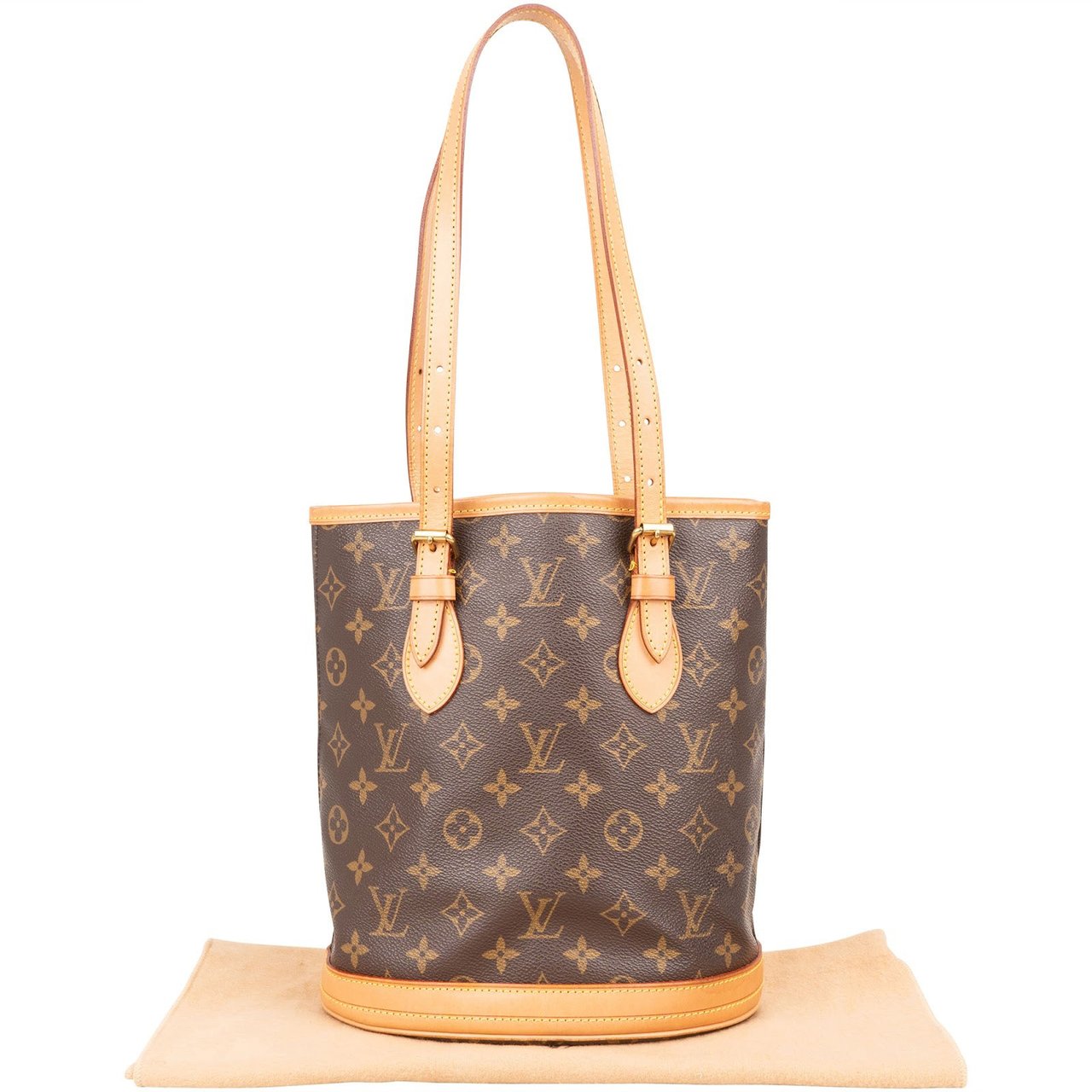 Louis Vuitton Monogram Canvas Bucket PM Shoulder Bag Bruin