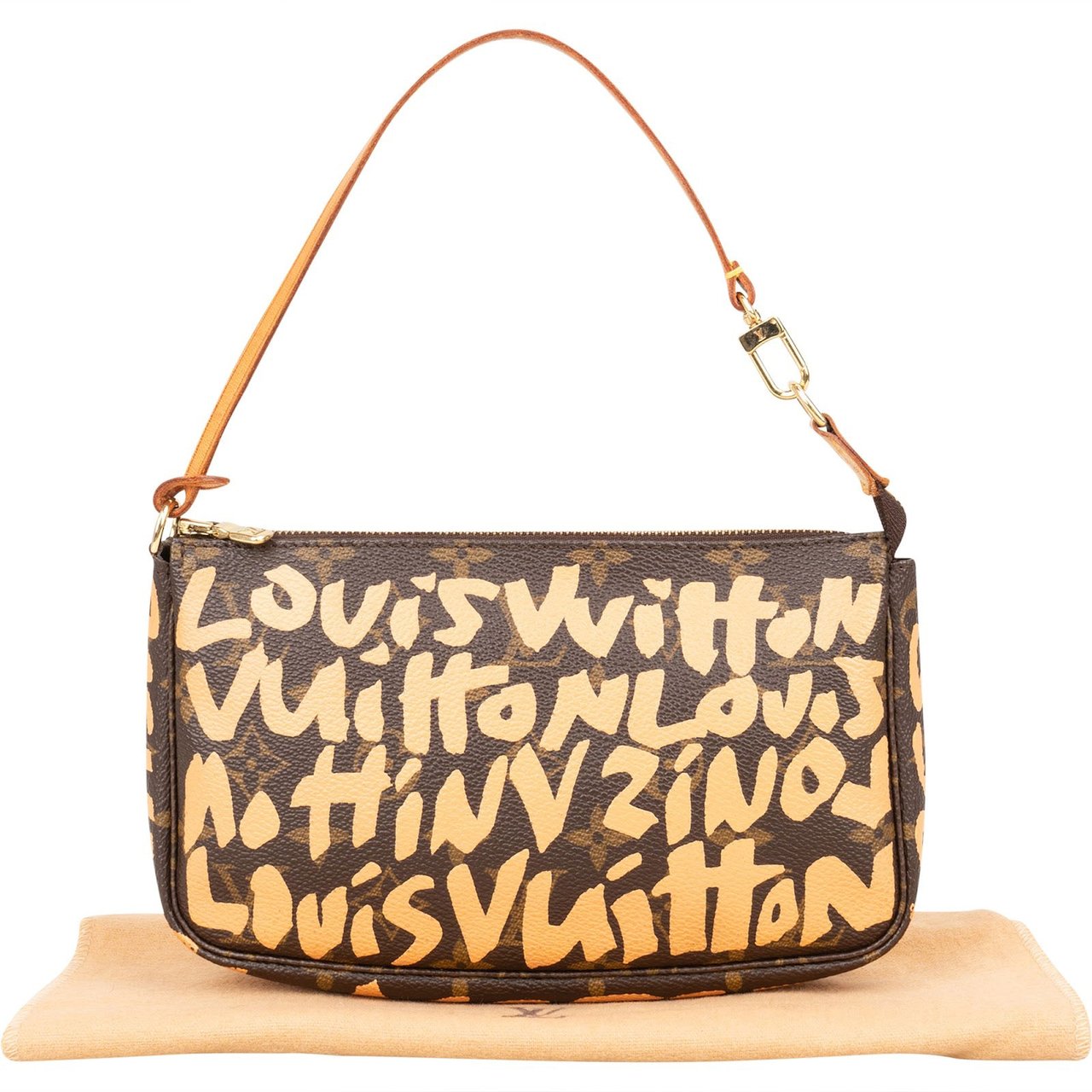 Louis Vuitton Limited Monogram Graffiti Pochette Accessoires Handbag Bruin