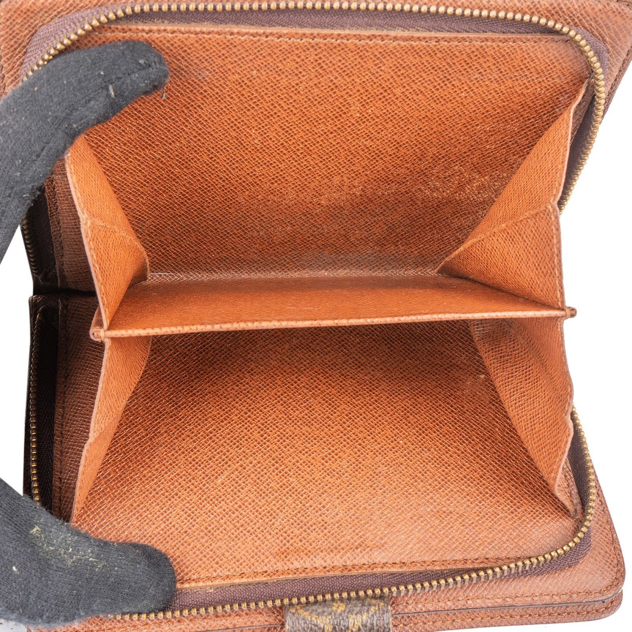 Louis Vuitton Canvas Monogram Porto Papier Zip Wallet Bruin
