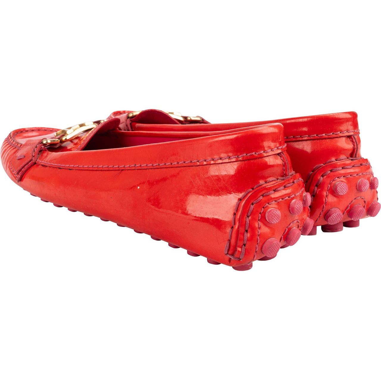 Louis Vuitton Red Vernis Leather Oxford Loafers (37,5) Rood