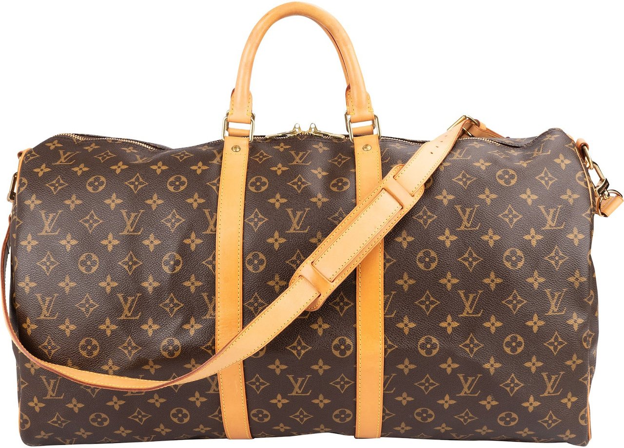 Louis Vuitton Monogram Canvas Keepall 55 Bandoulière Travel Bag Bruin