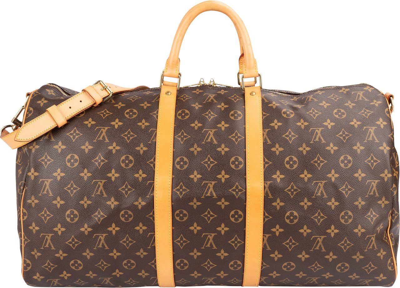 Louis Vuitton Monogram Canvas Keepall 55 Bandoulière Travel Bag Bruin