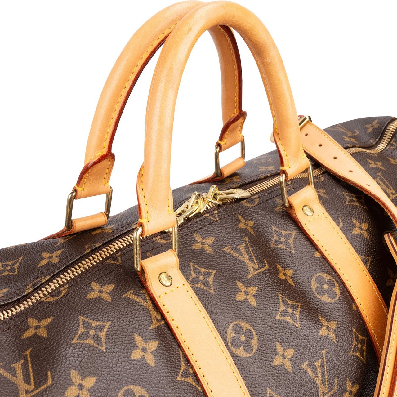 Louis Vuitton Monogram Canvas Keepall 55 Bandoulière Travel Bag Bruin