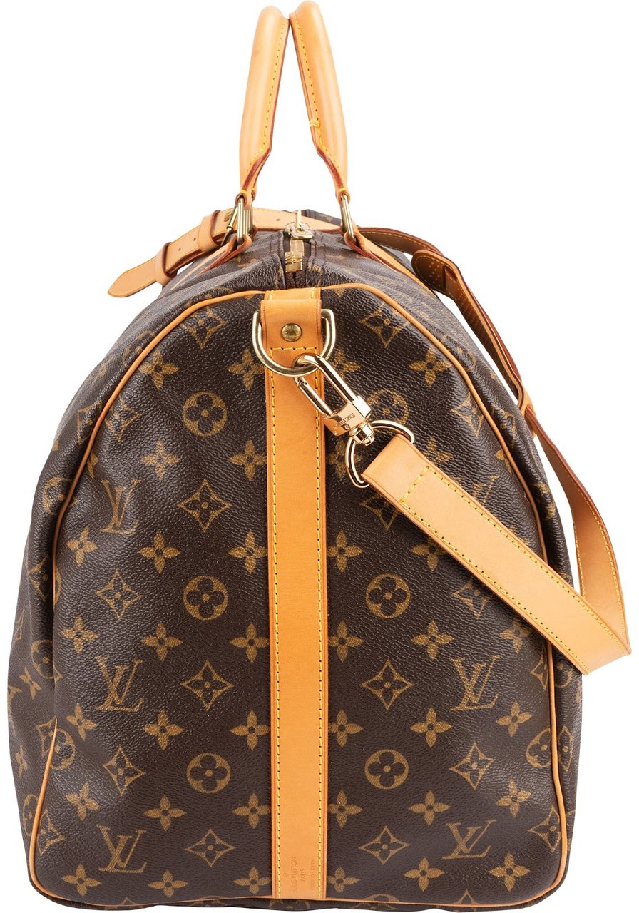 Louis Vuitton Monogram Canvas Keepall 55 Bandoulière Travel Bag Bruin