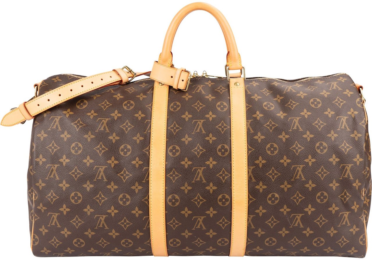 Louis Vuitton Monogram Canvas Keepall 55 Bandoulière Travel Bag Bruin