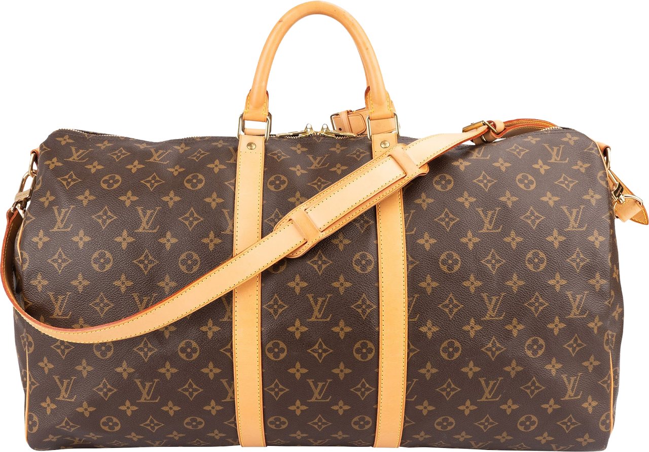 Louis Vuitton Monogram Canvas Keepall 55 Bandoulière Travel Bag Bruin