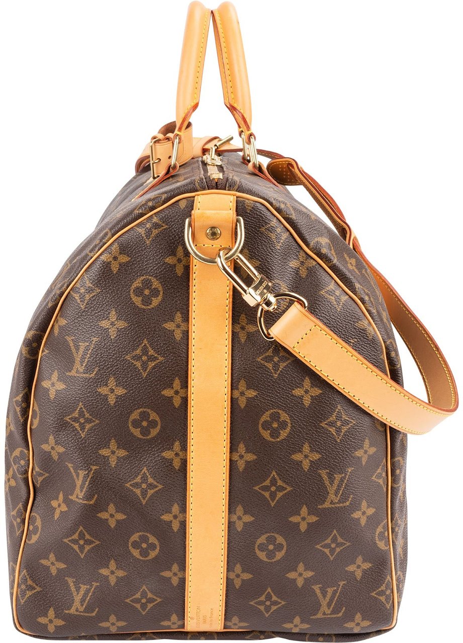 Louis Vuitton Monogram Canvas Keepall 55 Bandoulière Travel Bag Bruin