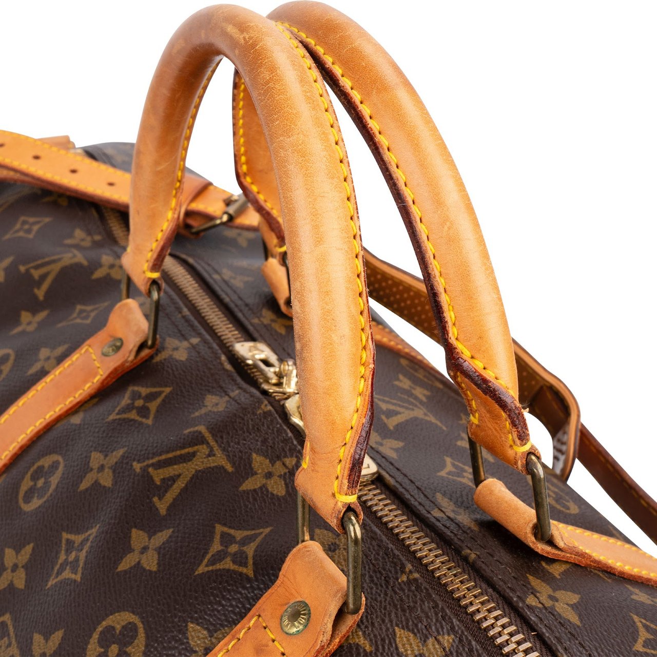 Louis Vuitton Monogram Canvas Keepall 60 Bandoulière Travel Bag Bruin