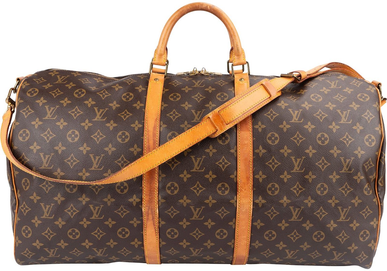Louis Vuitton Monogram Canvas Keepall 60 Bandoulière Travel Bag Bruin