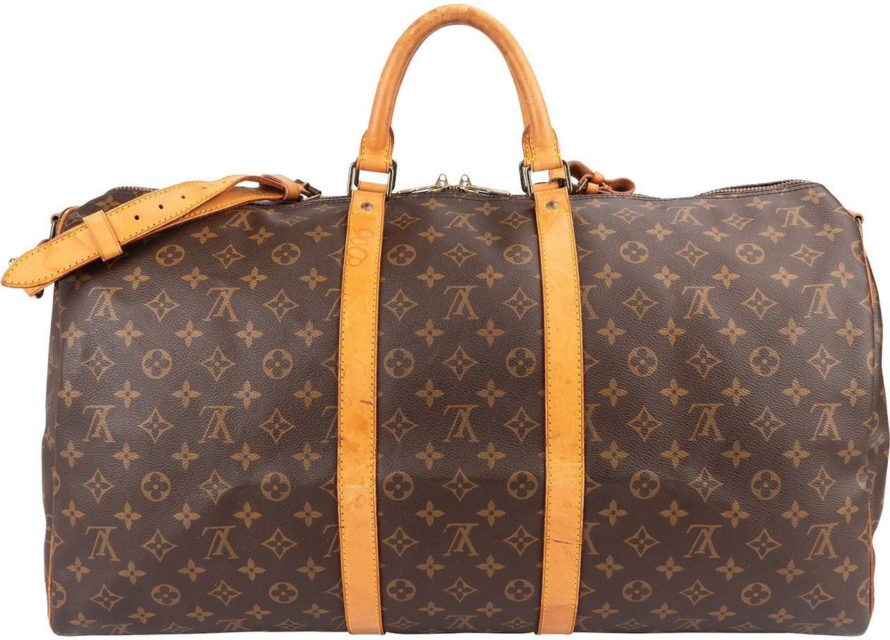 Louis Vuitton Monogram Canvas Keepall 55 Bandoulière Travel Bag Bruin