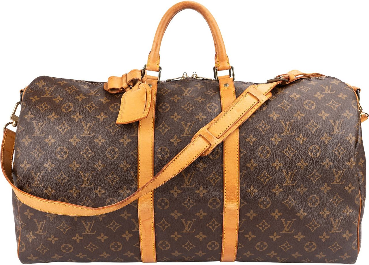 Louis Vuitton Monogram Canvas Keepall 55 Bandoulière Travel Bag Bruin