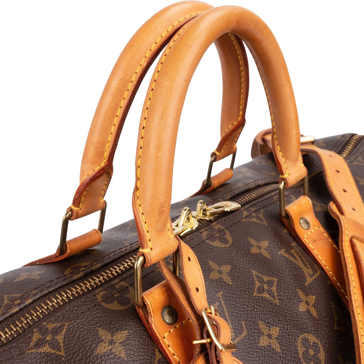 Louis Vuitton Monogram Canvas Keepall 50 Bandoulière Travel Bag Bruin