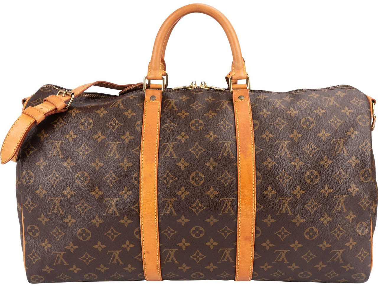 Louis Vuitton Monogram Canvas Keepall 50 Bandoulière Travel Bag Bruin