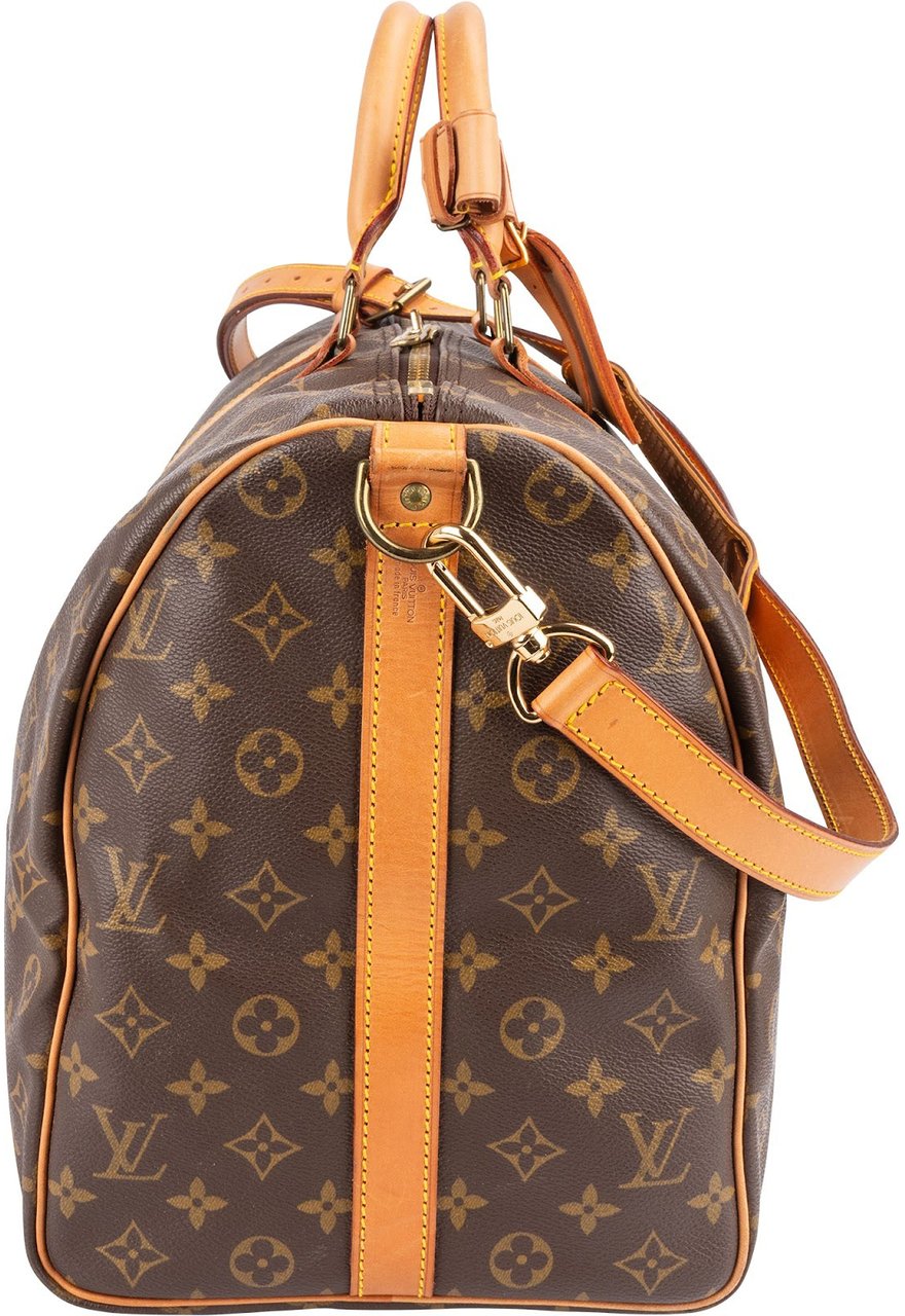 Louis Vuitton Monogram Canvas Keepall 50 Bandoulière Travel Bag Bruin